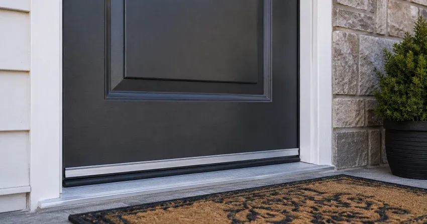 technician replacing worn door weatherstripping in Midland Point, Midland home