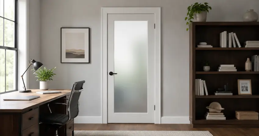 frosted interior door installed in home office in Midland
