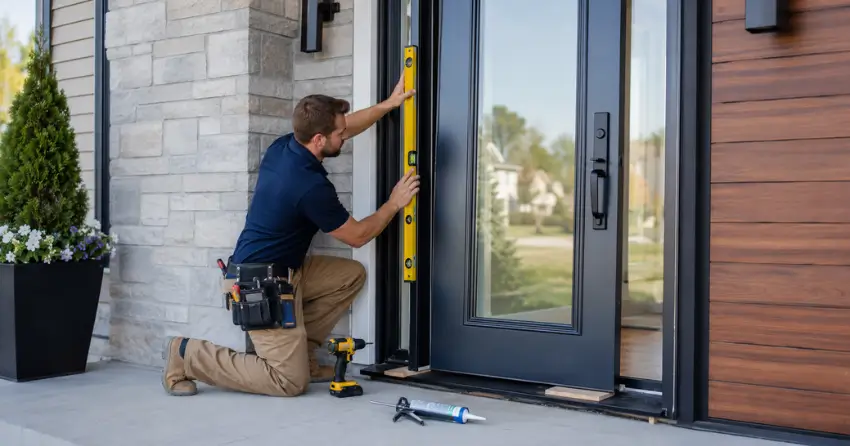 glass outside door installation with energy-efficient double-pane glazing in Midland Point, Midland