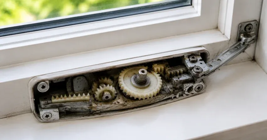 technician replacing casement window crank operator in Tiffin Pier, Midland home